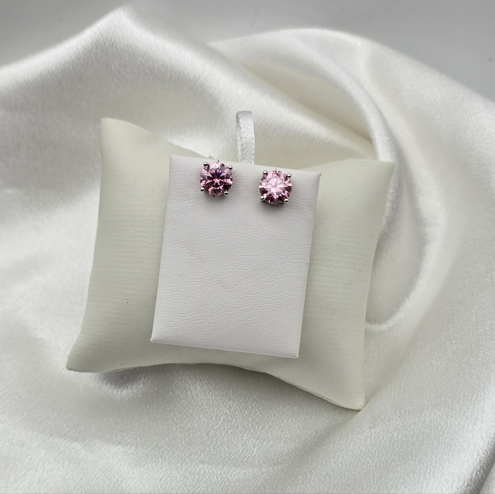 18k White Gold Over Sterling Silver Pink Moissanite Luxury Earrings
